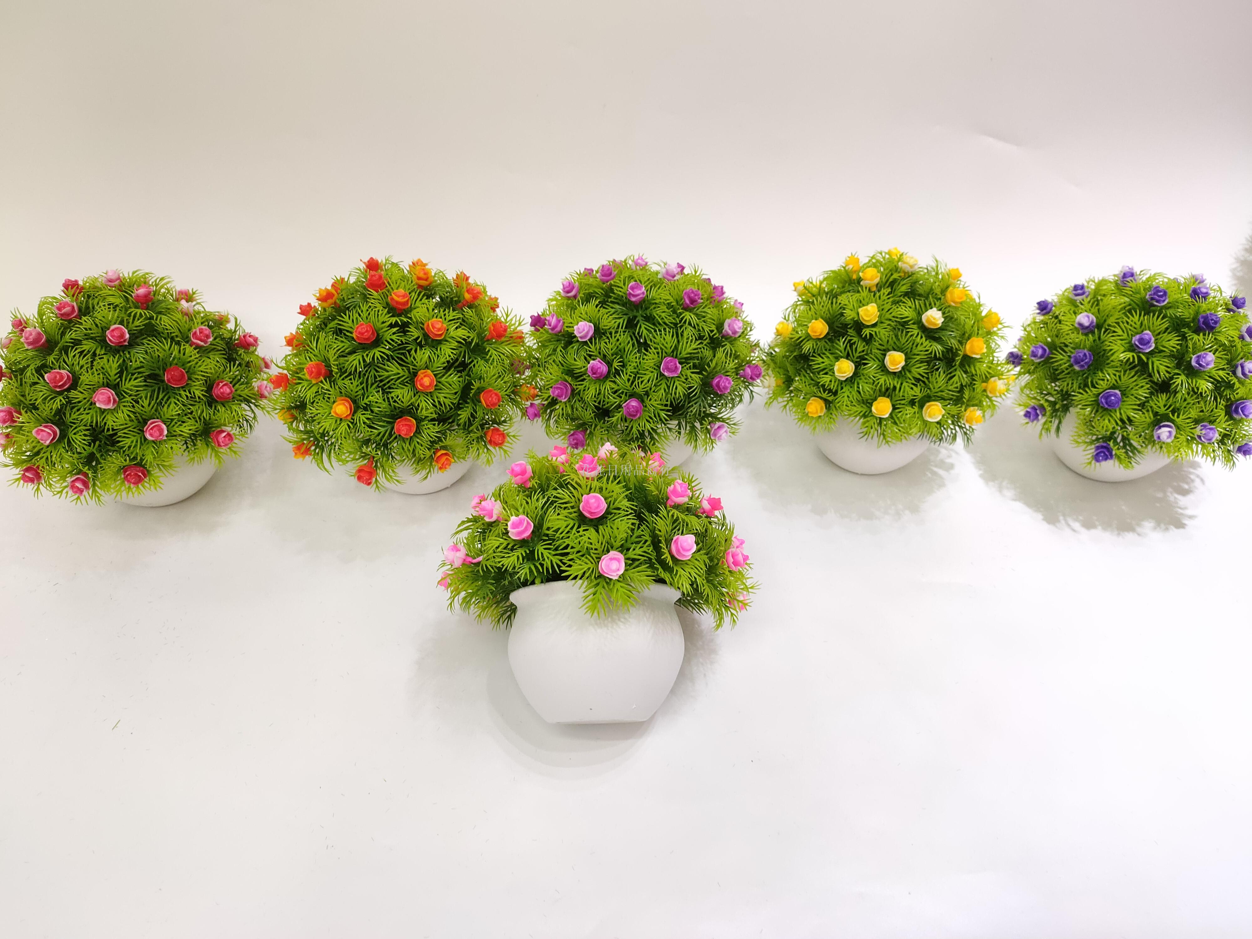 The new white pot rose flower simulation flower bonsai handicraft decorations decoration fake flowers