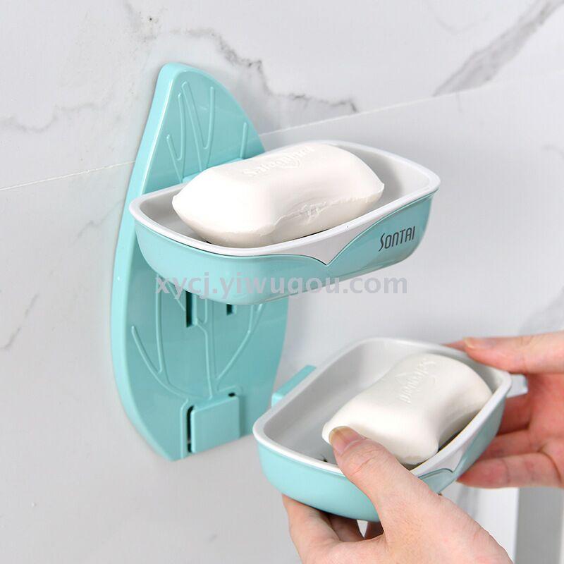 Scarless leaf soap box, double-layer draining soap box, green ivy leaf hollowed-out toiletry soap box Specification image