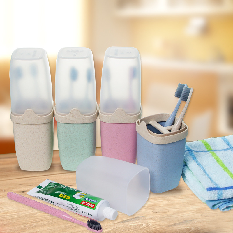 Wheat bellflower thickened toiletry cup, outdoor portable travel toothbrush cup, toiletry set