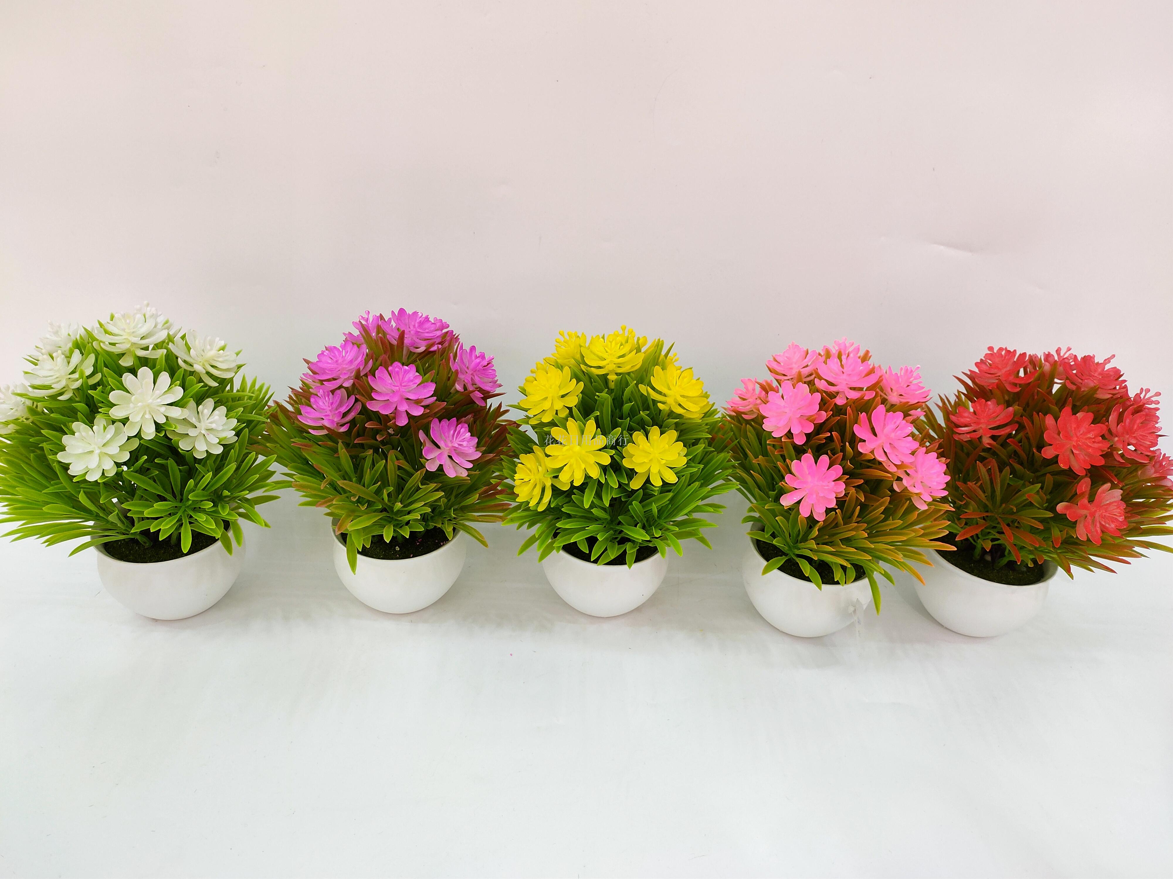 New white pot spray paint lotus simulation bonsai plant fake bonsai decorative plastic flowers