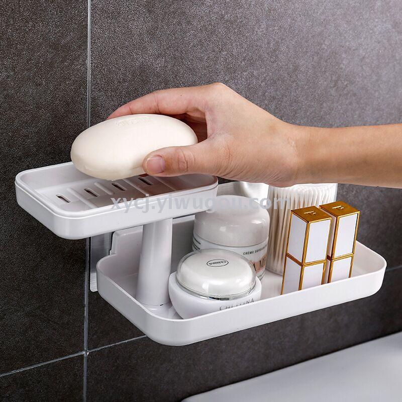 Bathroom draining soap rack suction cup wall-mounted double-layer large soap box details Picture
