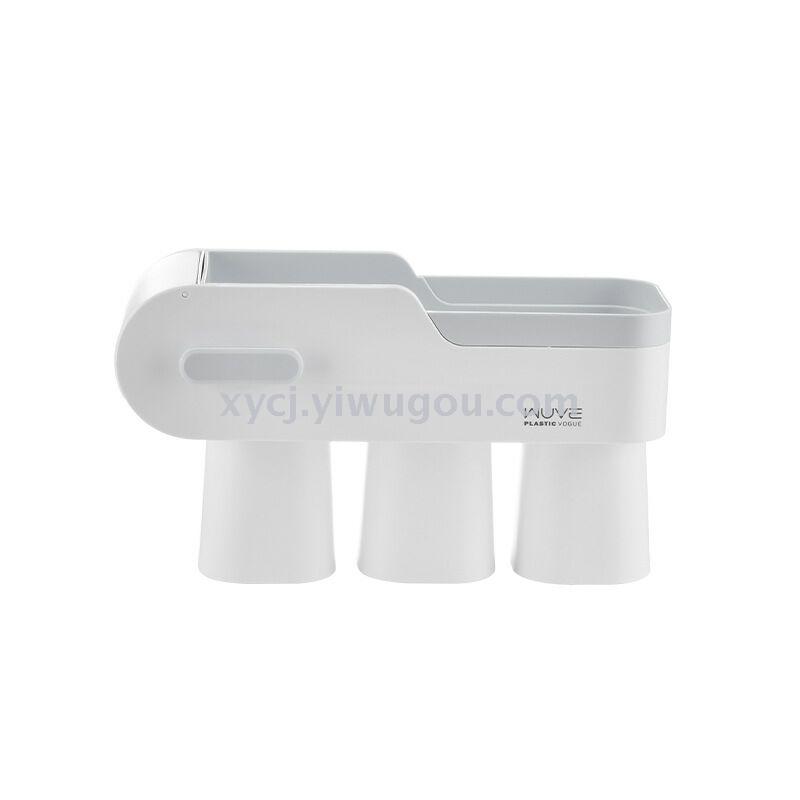 Wall-mounted dust-proof and water-draining toothbrush, bathroom toiletries and makeup supplies storage Application Scenario