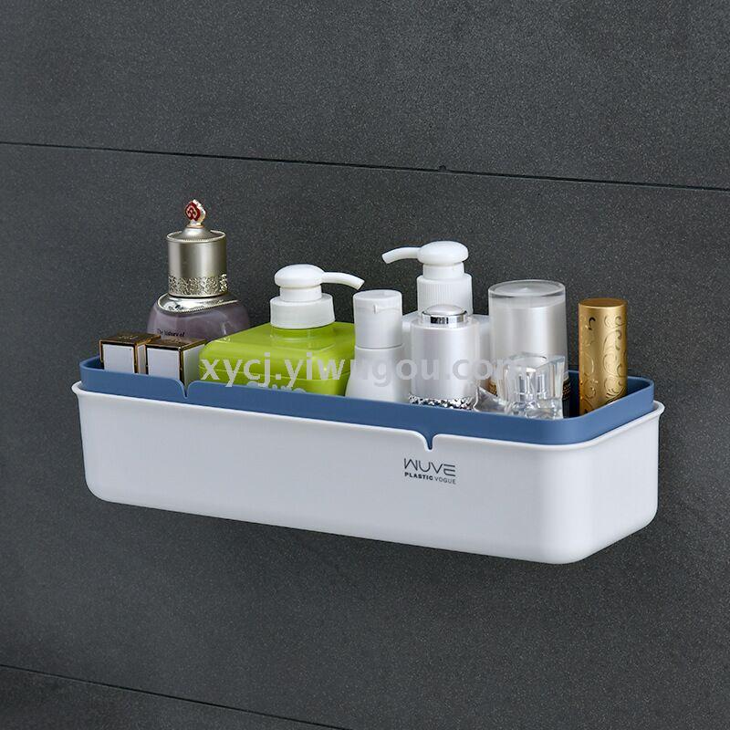 Wall-mounted, compartmentalized and draining cosmetic and bathroom product storage and organization rack without drilling holes details Picture