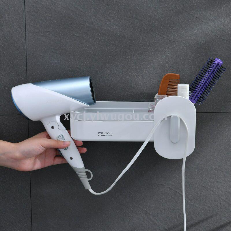 Wall-mounted hair dryer rack without drilling or leaving any marks