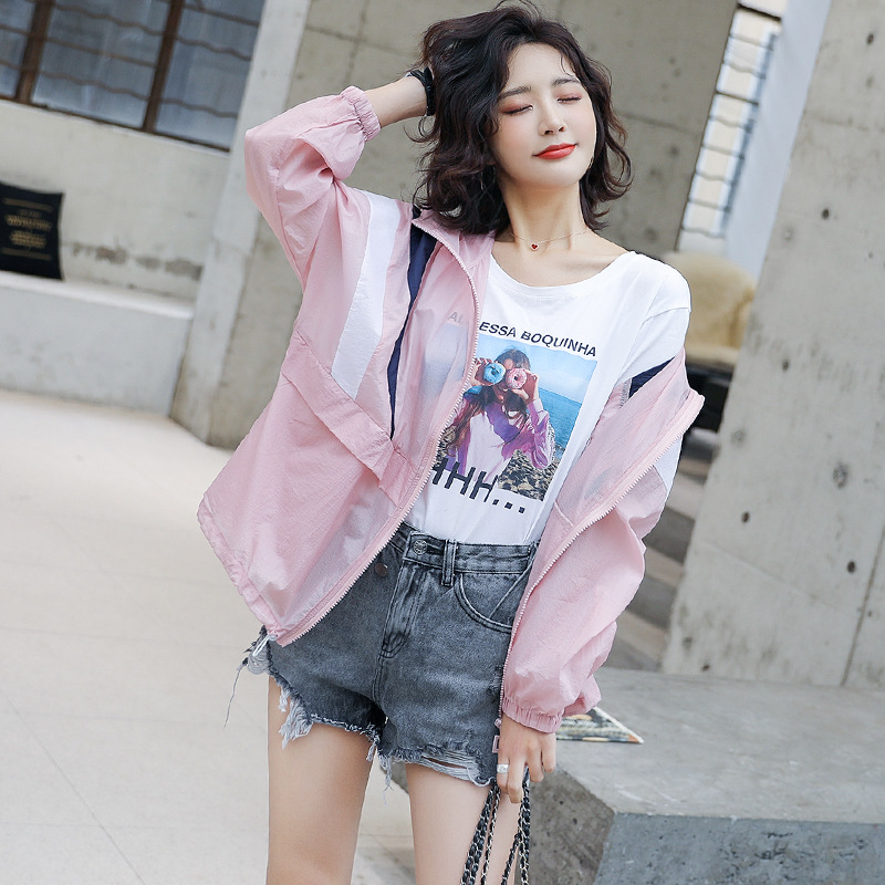 Student Korean-style loose and trendy sun-protective clothing for girls, 2020 summer new women's wear, thin, breathable and versatile short coat Specification image