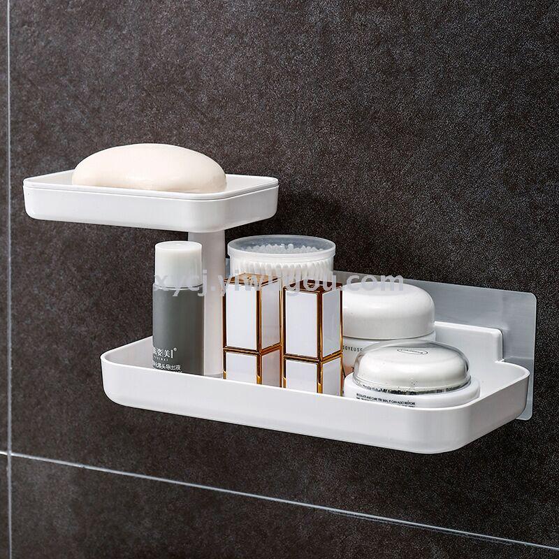 Bathroom draining soap rack suction cup wall-mounted double-layer large soap box