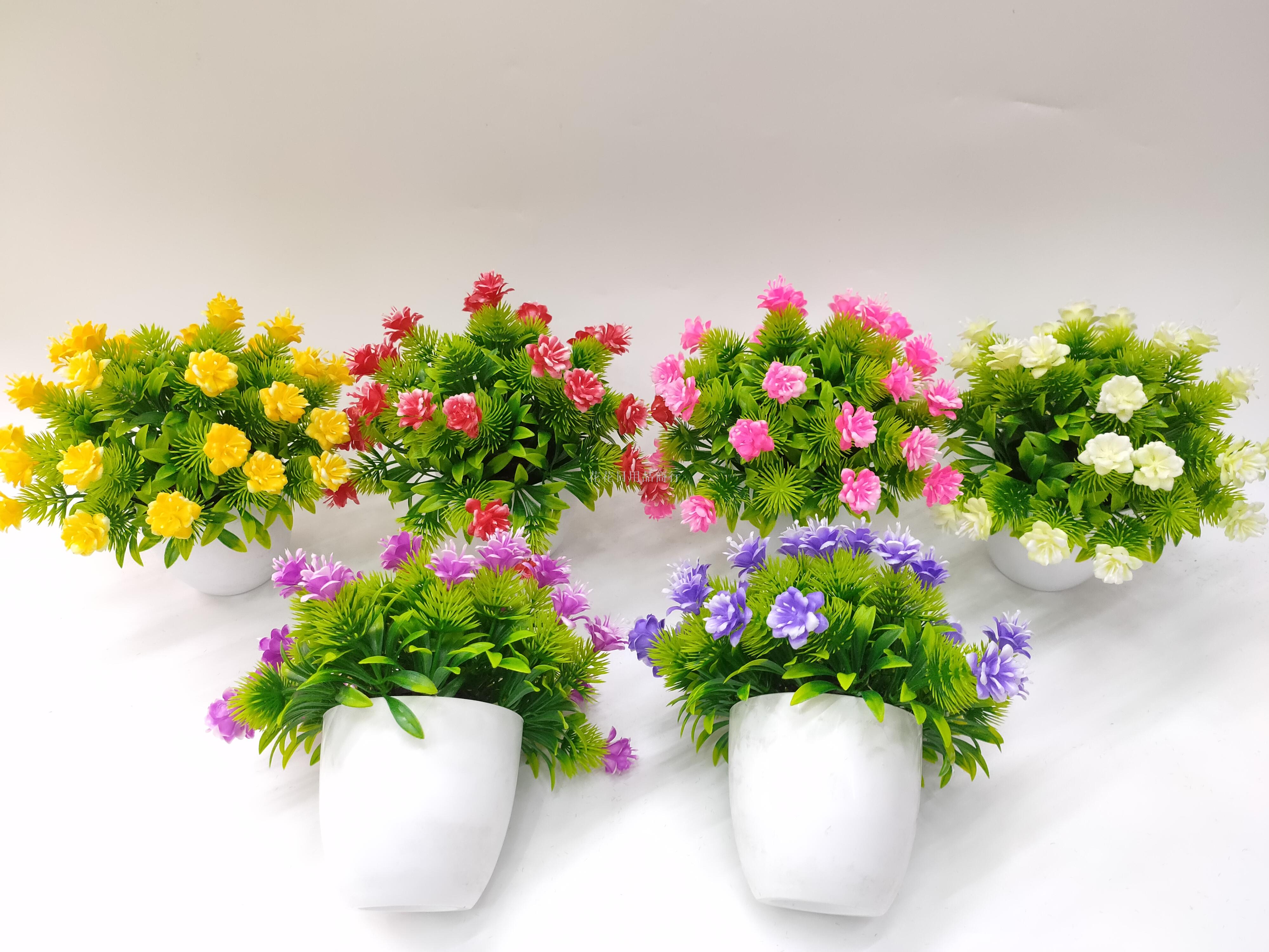 New white pot small horn plum flower bonsai office decoration fake bonsai plastic flowers