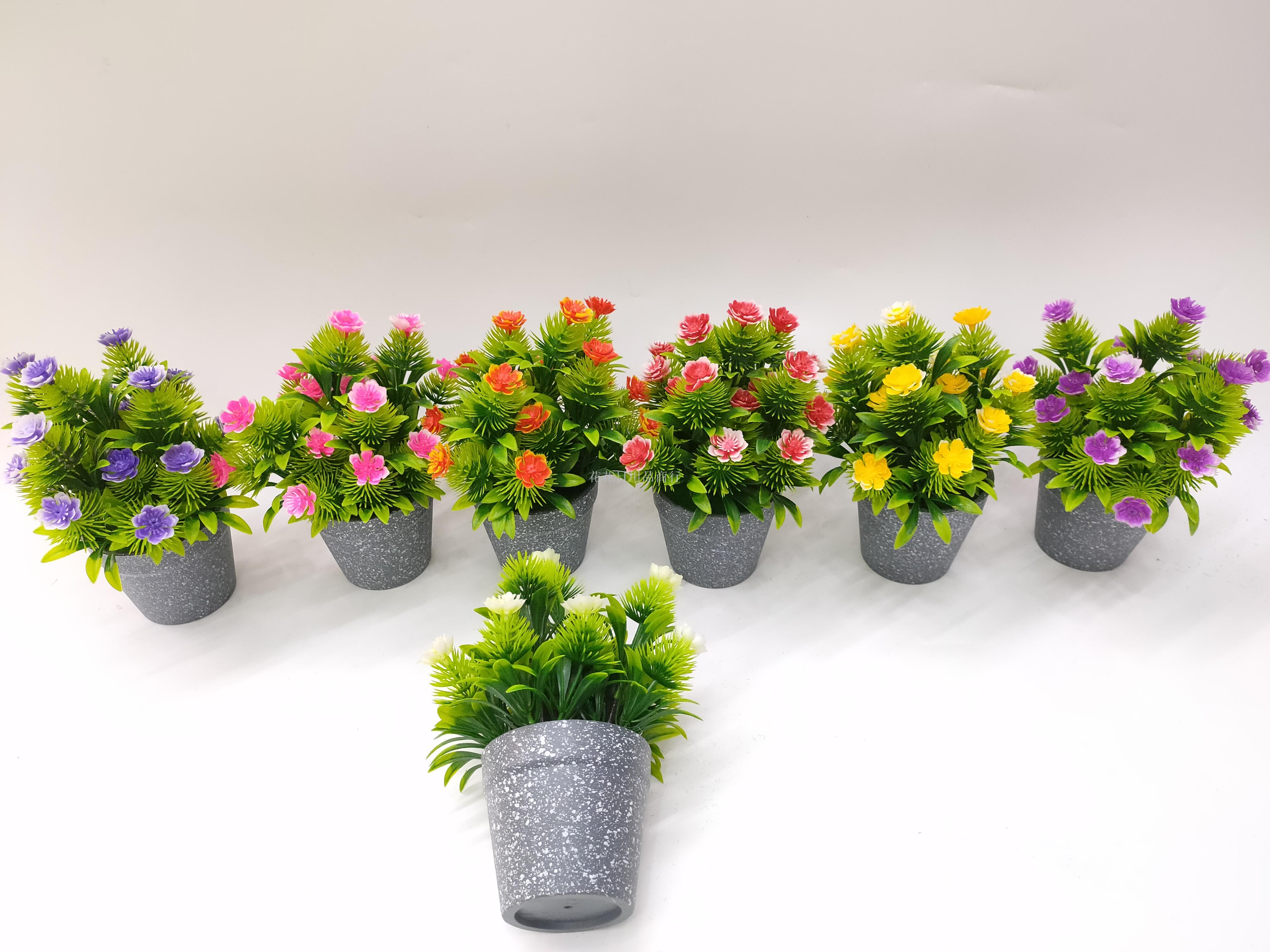 新款磨砂盆小荷花仿真盆景花办公室装饰品地推小礼品假花