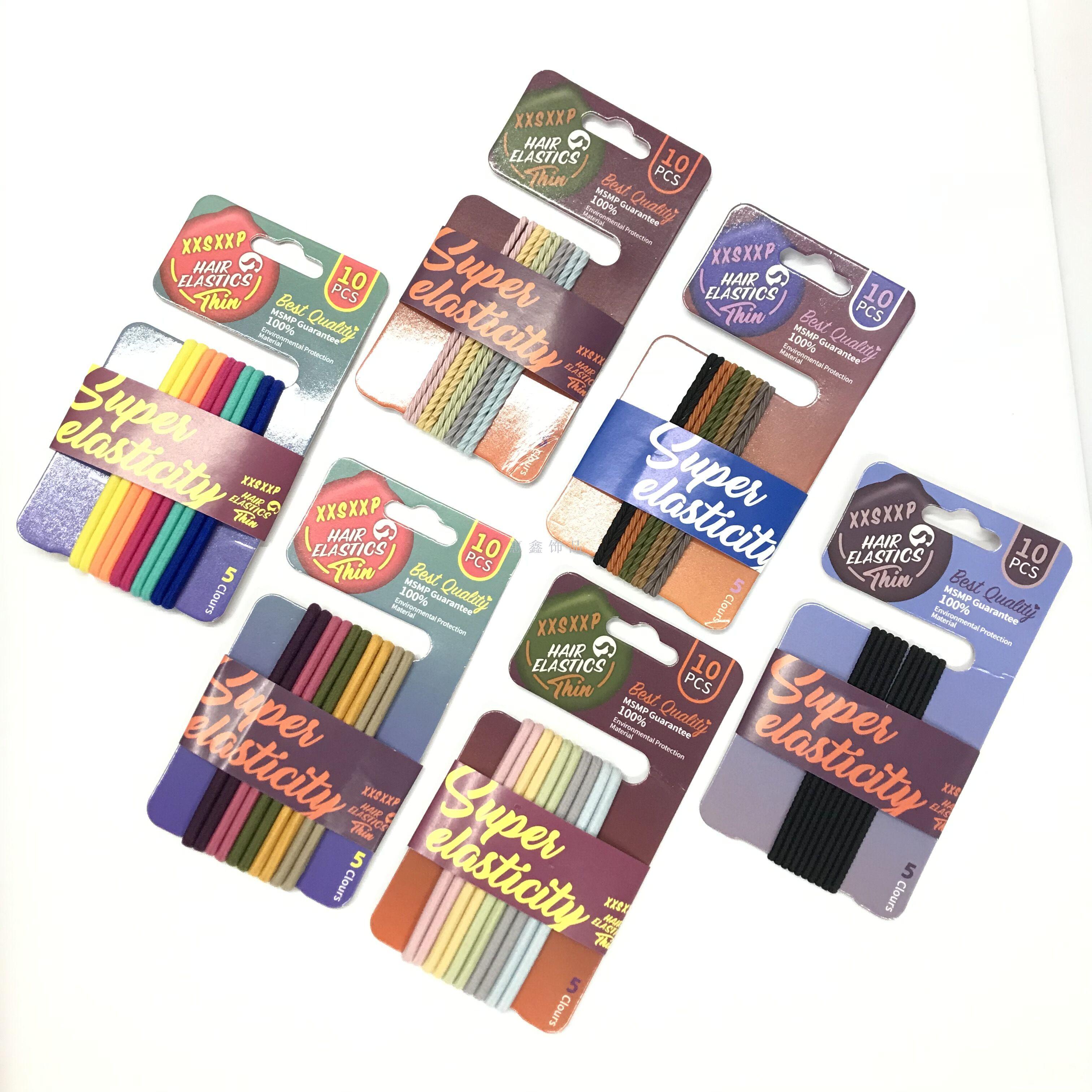 The new girl's leather band card combination Japanese and Korean high elastic hair circle hair rope 10 pieces of color thumbnail