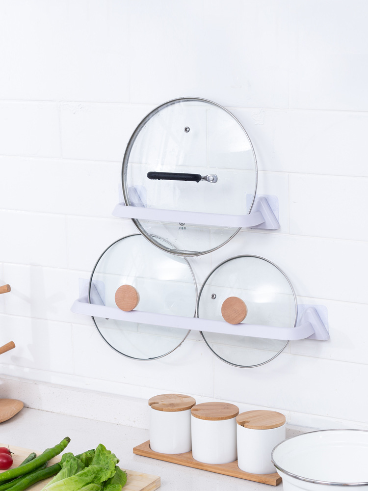 Creative towel rack, wall-mounted bathroom slippers rack, non-drilling towel rack, multi-functional kitchen pot lid rack Application Scenario