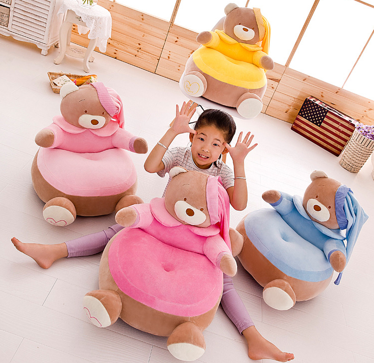 Children's sofa seats, baby and adult lazy stools, bear plush toys, detachable and washable cartoon chairs for toddlers Application Scenario