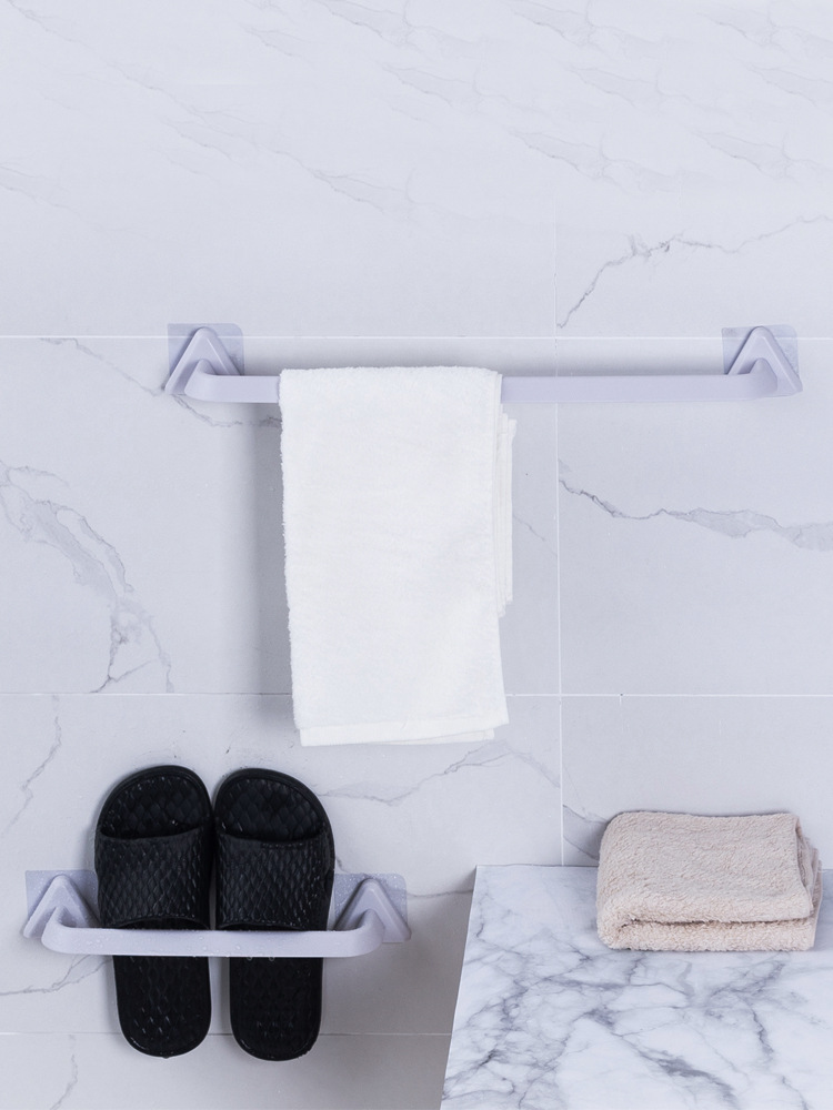 Creative towel rack, wall-mounted bathroom slippers rack, non-drilling towel rack, multi-functional kitchen pot lid rack Specification image