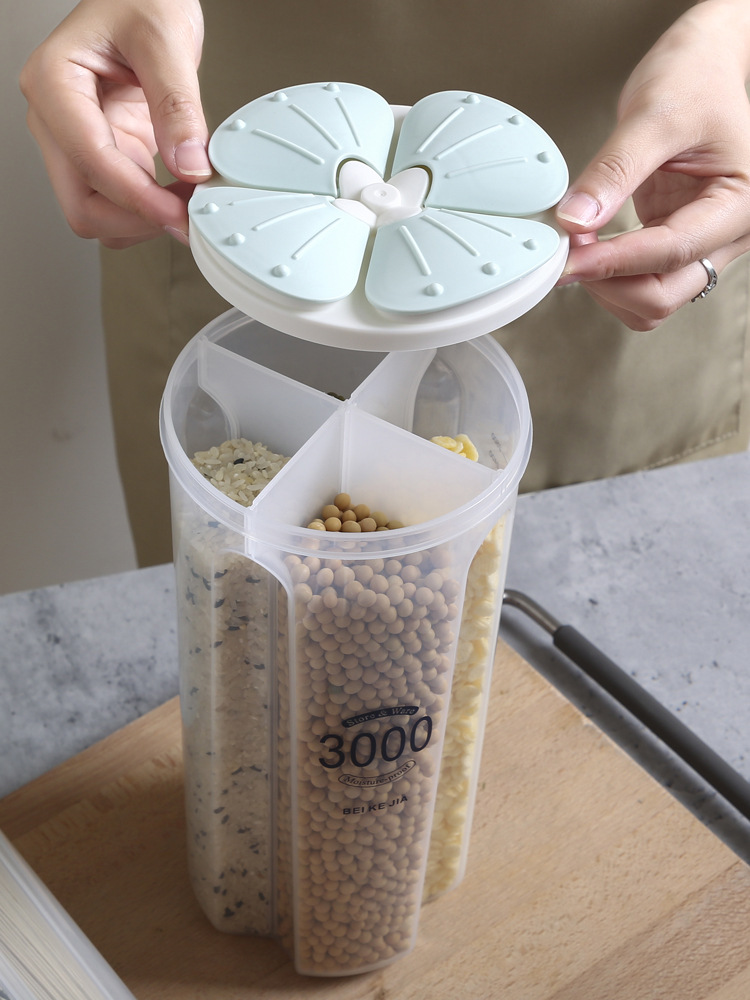 Dried fruit boxes, plastic compartment-sealed cans, food cans, kitchen moisture-proof storage cans for grains and cereals Specification image