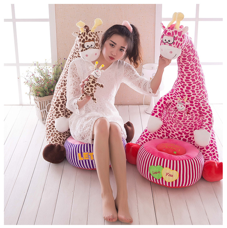 Creative and cute cartoon giraffe penguin fox lazy person split sofa, detachable and washable children's sofa seat direct sales details Picture