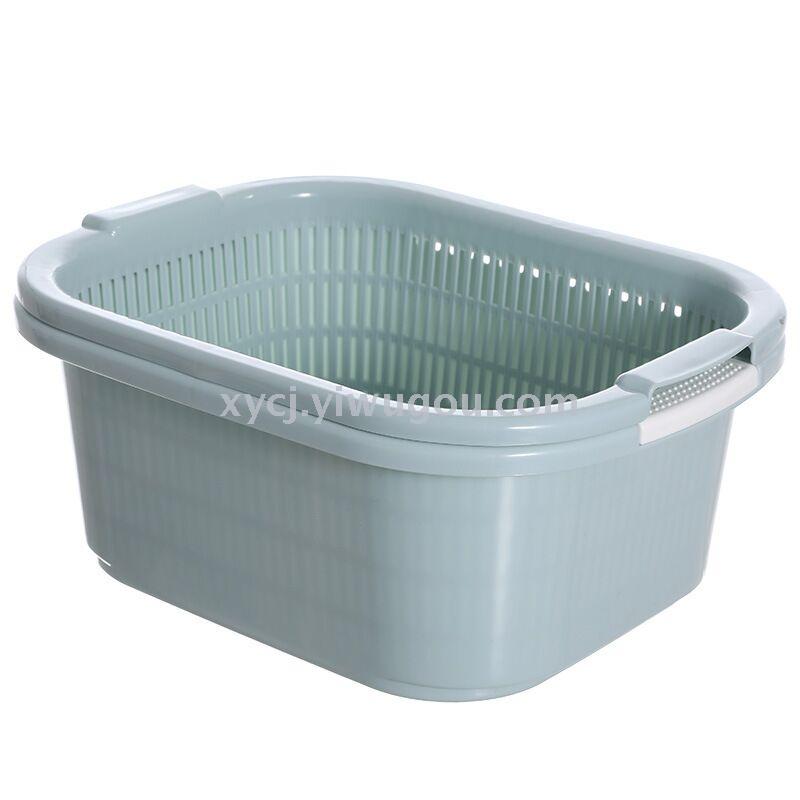 A rectangular double-layer draining vegetable basket with clips Item Picture