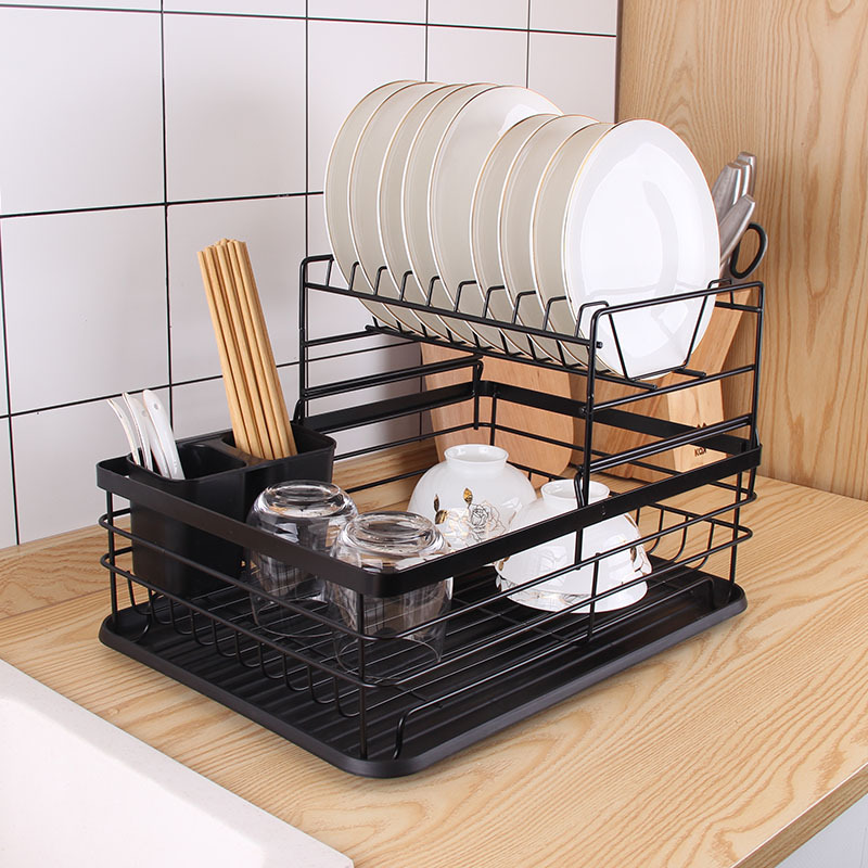 Japanese-style iron tableware storage bowl rack, multi-functional kitchen storage rack, large-capacity draining bowl rack Application Scenario