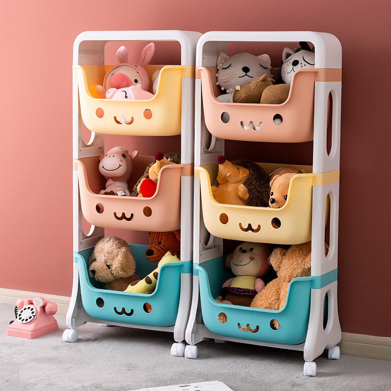 Trolley storage rack, toy storage rack, home bedroom bedside snack organization rack, floor-standing multi-layer storage rack Application Scenario