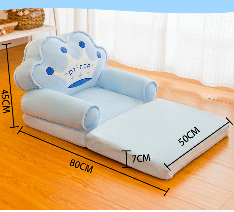 Creative cartoon folding sofa, plush toy, detachable and washable baby seat back, crown folding sofa, learning seat Specification image