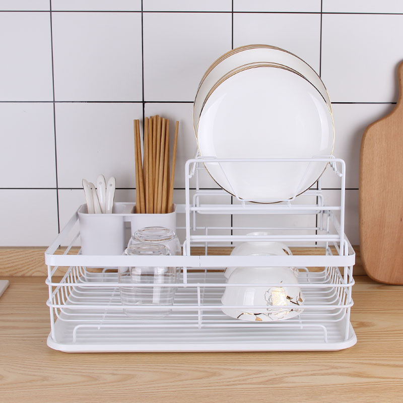 Japanese-style iron tableware storage bowl rack, multi-functional kitchen storage rack, large-capacity draining bowl rack Specification image