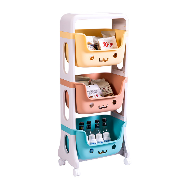 Trolley storage rack, toy storage rack, home bedroom bedside snack organization rack, floor-standing multi-layer storage rack Item Picture