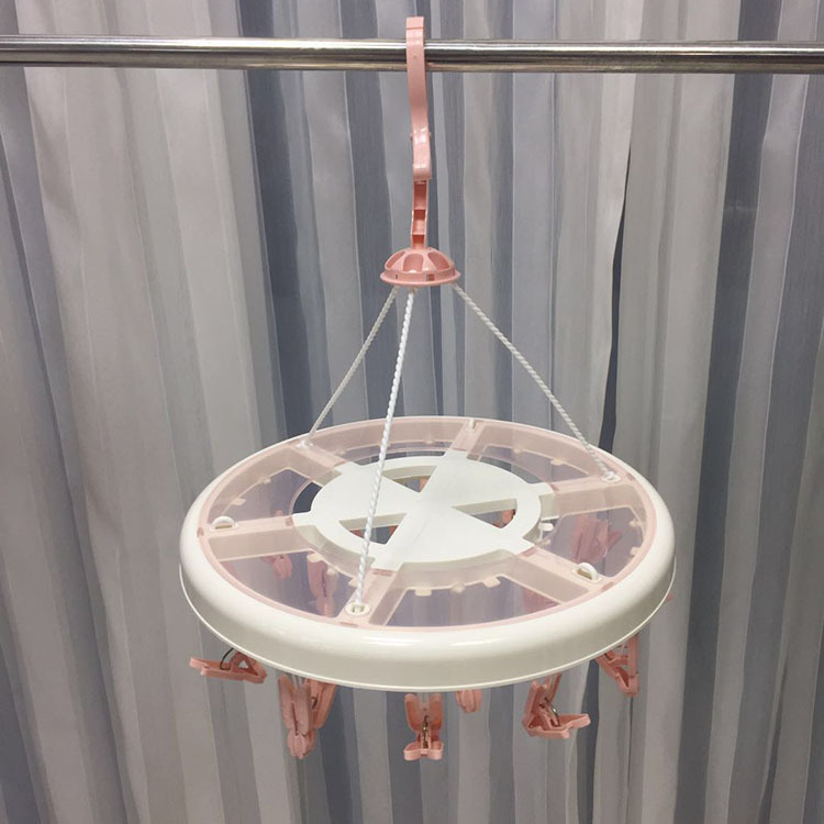 Factory direct sales of household multi-functional disc clothes drying rack, multi-clip for drying baby underwear, socks and windproof clothes Specification image