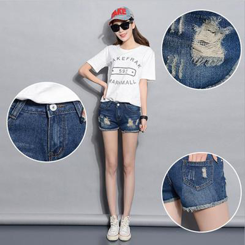 Summer new Korean-style loose ripped jeans for women, plus-size and chubby girls, wide-leg denim shorts for women, one-piece consignment Specification image