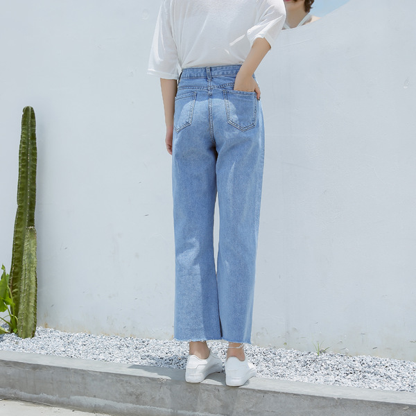 Mid-high-waisted 9-inch wide-leg loose women's jeans for women in summer 2020, versatile student pants, one-piece consignment Application Scenario