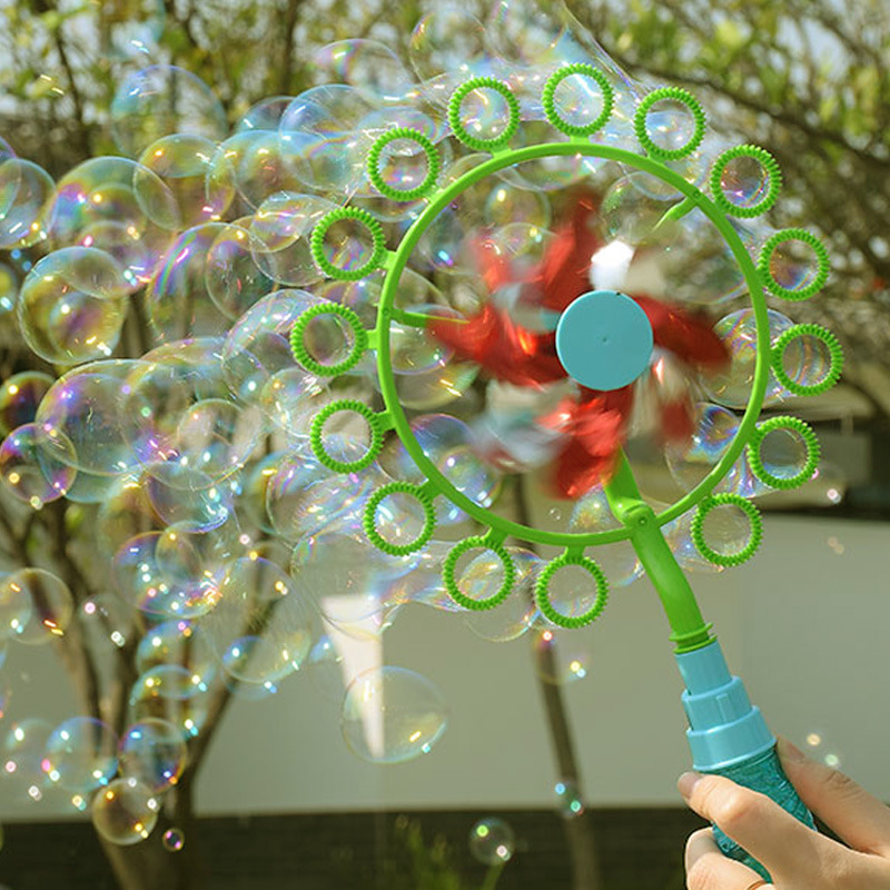 The new children's bubble blowing stick toy windmill bubble machine, non-toxic bubble maker, bubble water and replenishment liquid are selling well at street stalls Application Scenario