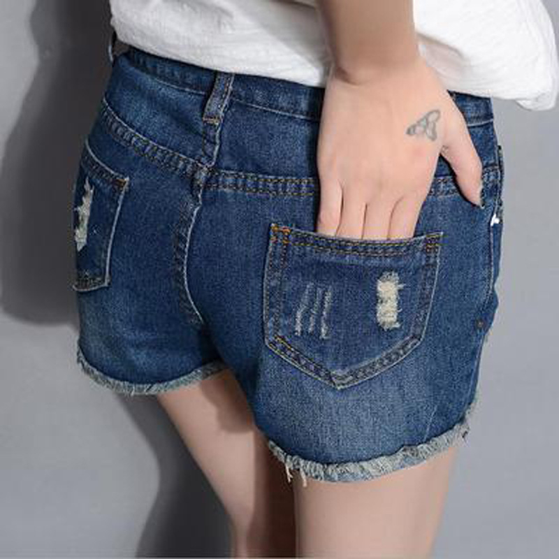 Summer new Korean-style loose ripped jeans for women, plus-size and chubby girls, wide-leg denim shorts for women, one-piece consignment Application Scenario