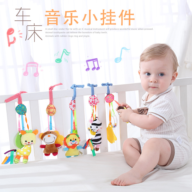 Baby lathe, rubber ring, bell, music, small bed, 0-1-year-old baby stroller, hanging toy details Picture