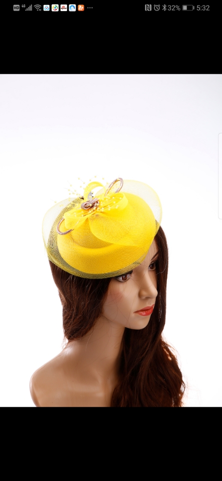 Summer European and American outdoor women's hats, Western-style mesh, banquet bride's top hats, bow feather headwear customization