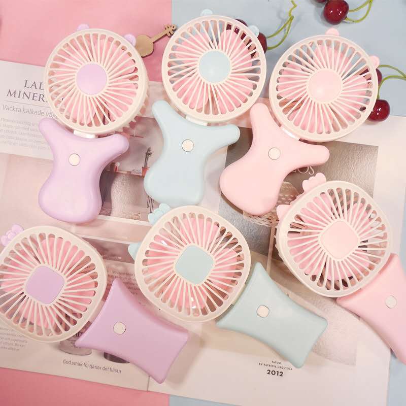 New portable handheld mini electric fan, USB folding charging fan, summer cartoon usb fan full figure