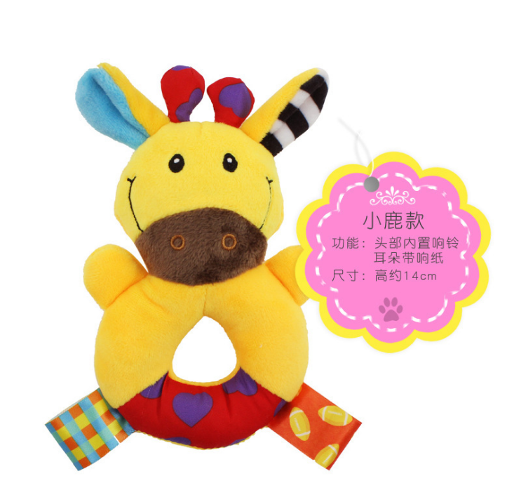 Dolery baby animal round hand rattle, baby hand-held bell, hand rattle stick, early education 0-2 baby plush toy Application Scenario