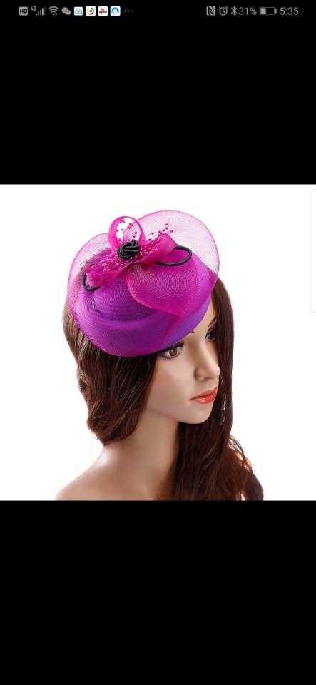 Summer European and American outdoor women's hats, Western-style mesh, banquet bride's top hats, bow feather headwear customization Item Picture