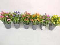 New gray pot with powder small rose simulation bonsai simulation plastic flowers decorative flowers