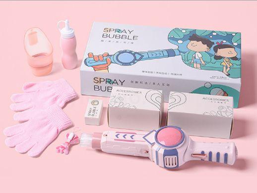 The new type of elastic smoke bubble stick, fish space gun, smoke bubble machine, fully self-electric hand-patting toy in stock is selling well Specification drawing