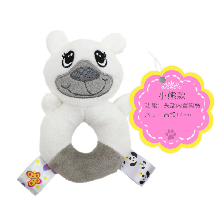 Dolery baby animal round hand rattle, baby hand-held bell, hand rattle stick, early education 0-2 baby plush toy Specification image
