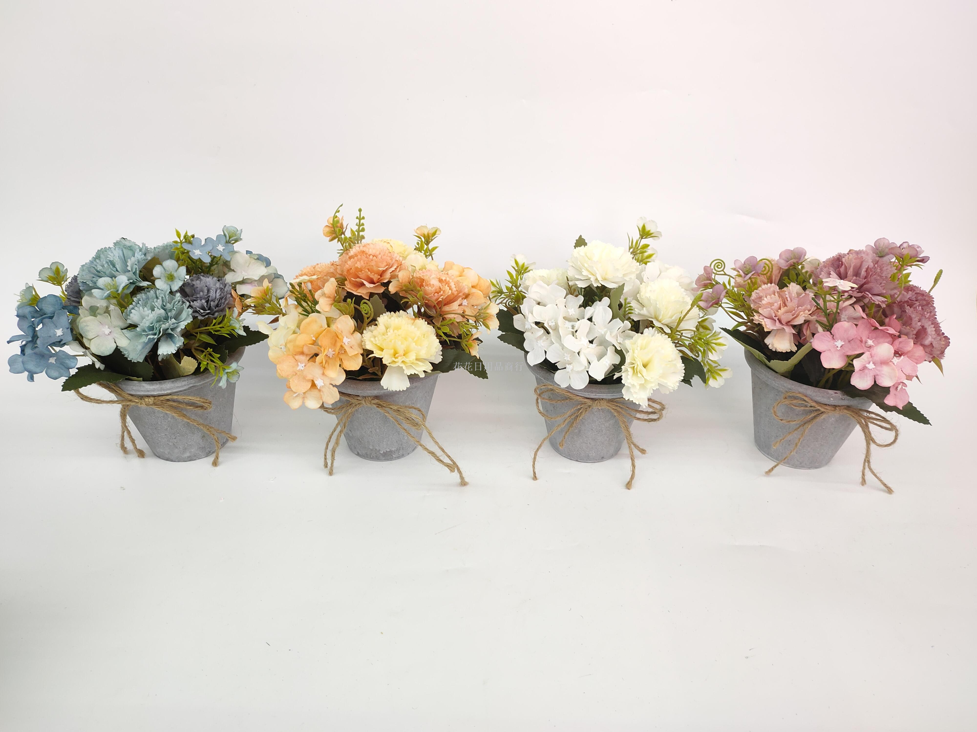 New gray pot broken hydrangea carnations imitation flowers bonsai living room decorations fake flowers