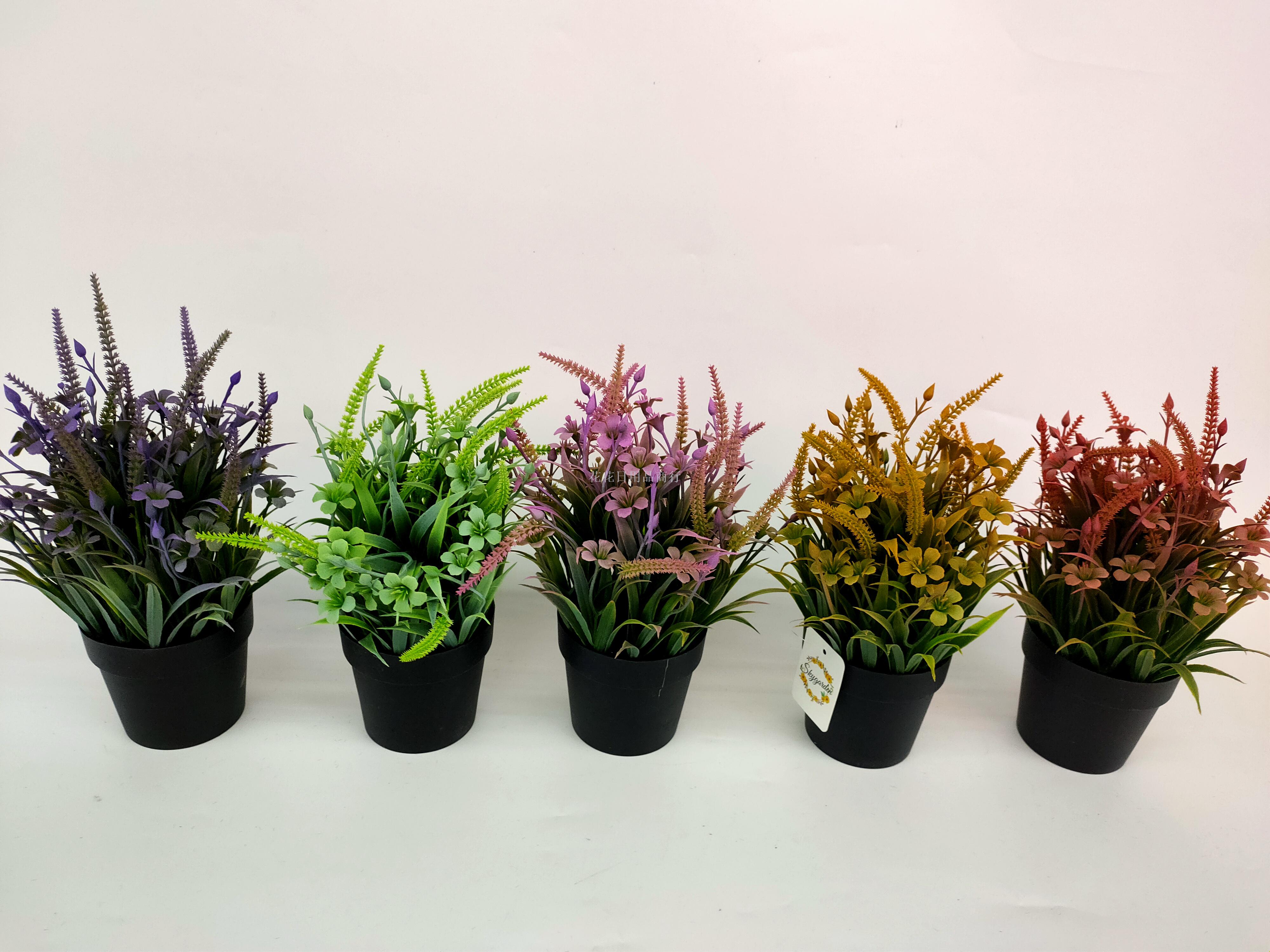 新款黑色盆仿真绿叶仿真花盆景客厅装饰假花塑料花