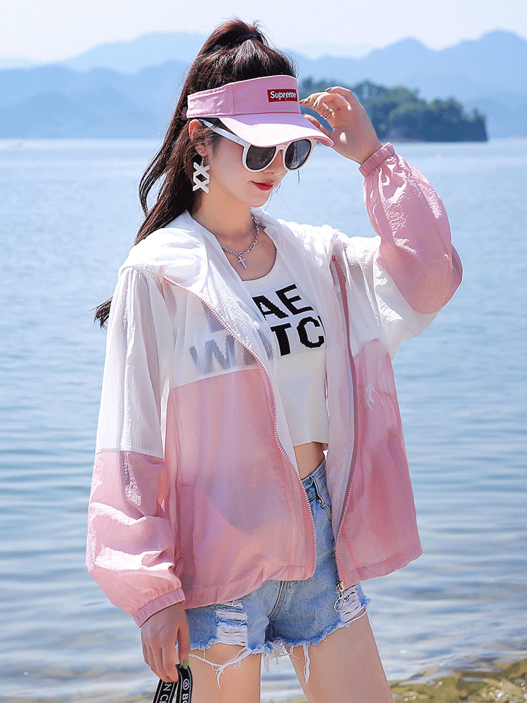Women's 2020 Summer new mid-length letter-style sun-protective clothing, a versatile and fitted printed sun-protective jacket Specification image