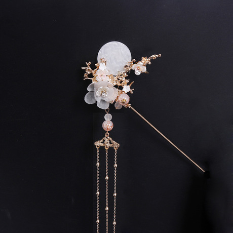 Hanfu headwear, tassel, step and shake hairpins, ancient-style super ethereal head crowns, hair combs and hairpins, a complete set of ancient costume ethereal hairpins and hair accessories Specification image