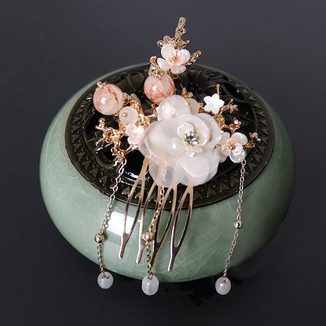 Hanfu headwear, tassel, step and shake hairpins, ancient-style super ethereal head crowns, hair combs and hairpins, a complete set of ancient costume ethereal hairpins and hair accessories Item Picture