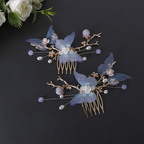 Hanfu headwear, women's ancient costume, tassel, ancient style, super ethereal silk gauze, butterfly hairpins, hair combs, complete set of hair accessories and accessories, national trend series Specification image