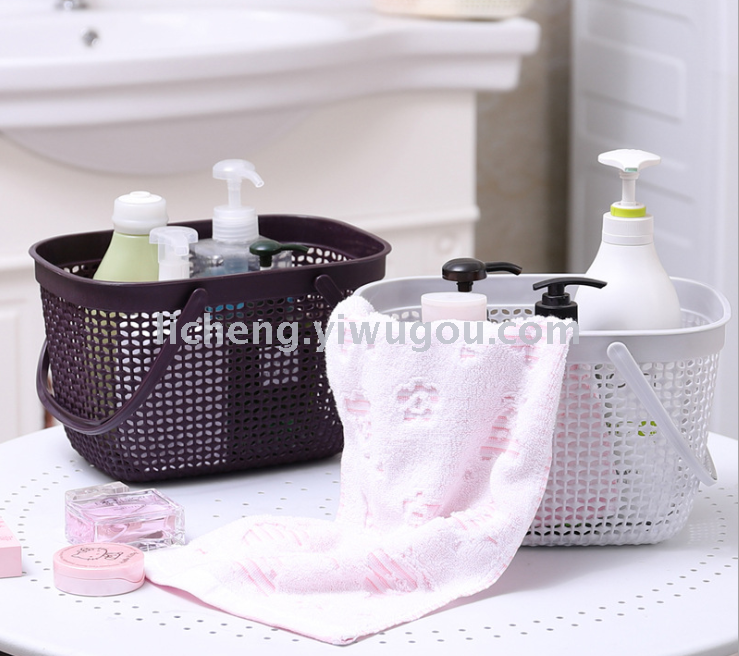 35823 hand-held basket, supermarket household storage basket, cosmetic frame, new wine basket, plastic blue Specification image