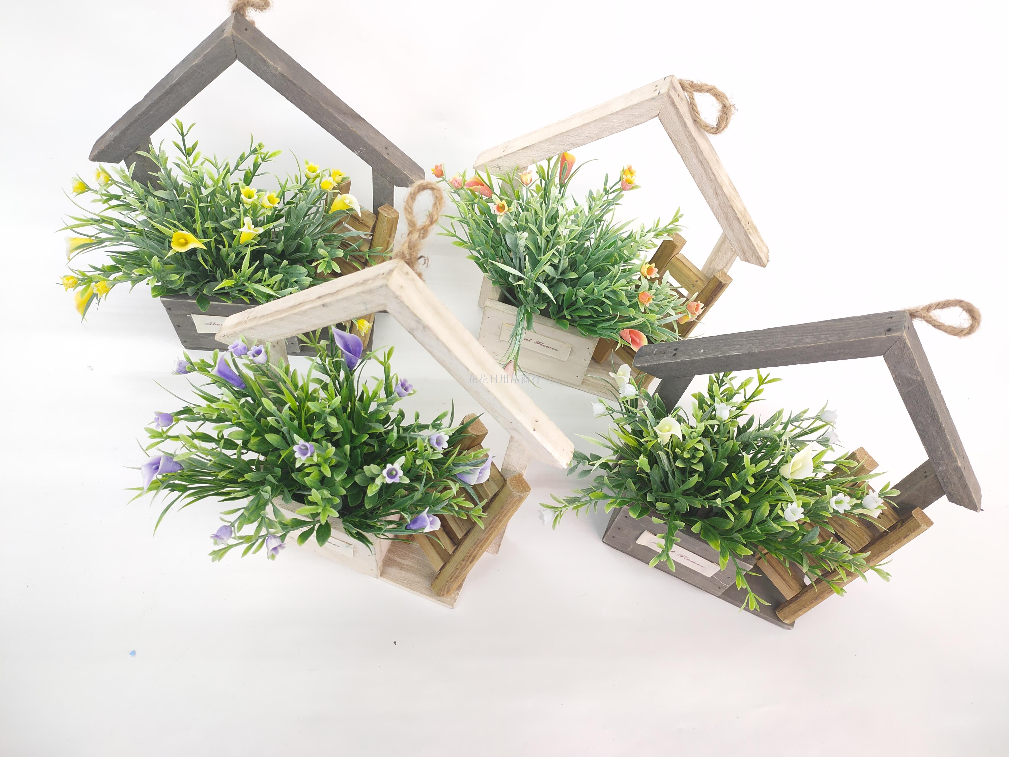 New real wood basin small morning glory simulation plant simulation bonsai accessories bonsai fake flowers