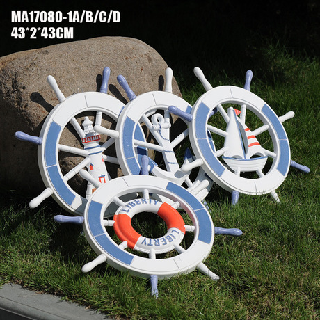 特价43cm舵手船舵 海洋工艺品 地中海风格 装饰舵手挂件MA17080