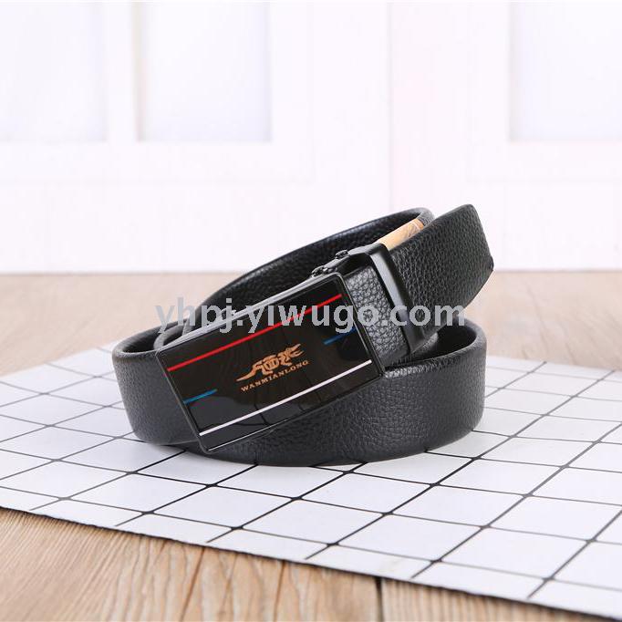 New business buckle head layer pattern lychee pattern edge scratch-resistant automatic belt Item Picture