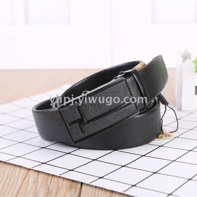 Direct sales from the manufacturer of men's business automatic buckle, layer pattern, lychee pattern edge, scratch-resistant automatic belts