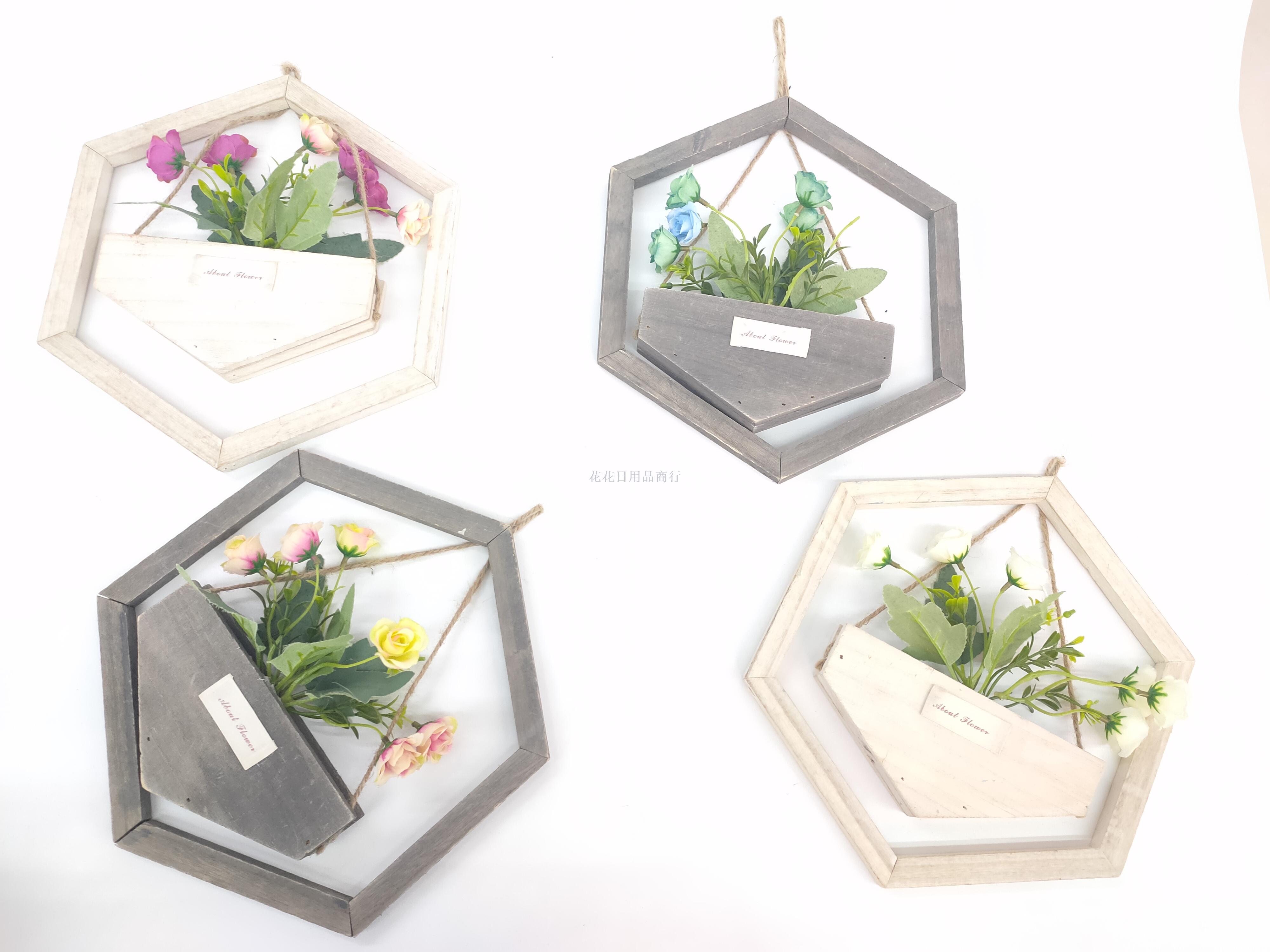 New style wood wall hanging rose European home collocation flowers simulation flowers bonsai fake flowers