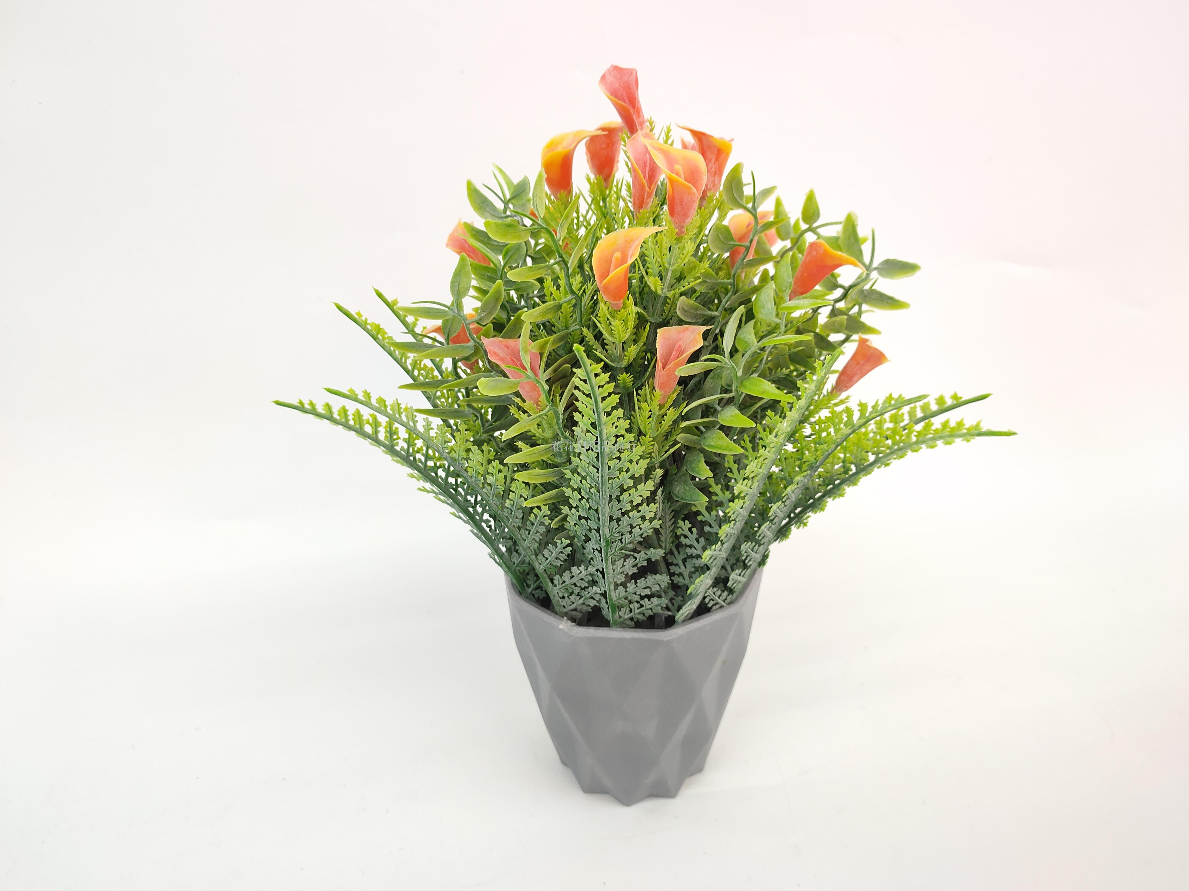 New Gray Pot And Powder Calla Lotus Artificial Flower Bonsai Decoration Home Furnishing Fake Flowers Specification drawing
